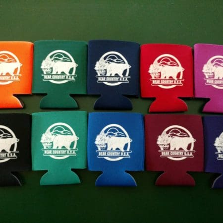bear country multi color koozie
